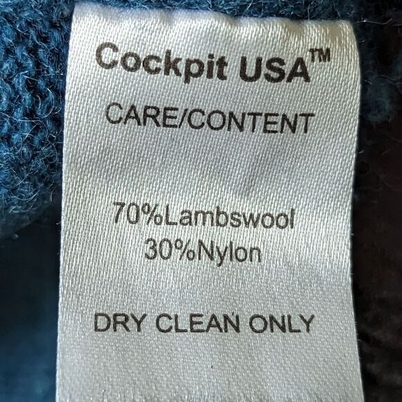 CPT Cockpit USA Retro Style Aviator V Neck Lambswool Blue Pullover Men's sz XL - Picture 7 of 9